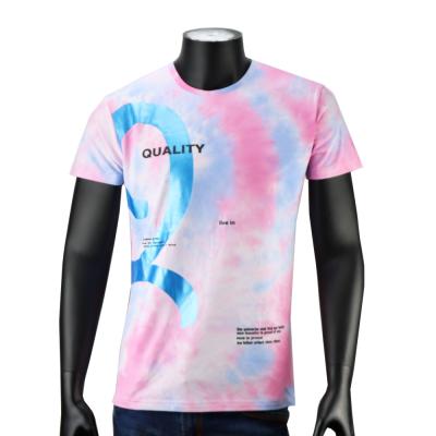 China 2021 Fashion Fit T-shirt Colorful Men's Anti-Wrinkle Short Sleeve Cotton Blend Tie Dye Men's V-Neck Tee New for sale