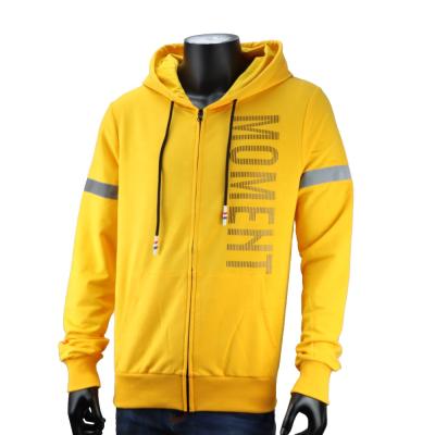 China Yellow Mens Anti-Wrinkle Cotton Sportswear Pullover Hoodies Comfortable Hooded Breathable Sweater Clothes Men Outdoor Sweatshirt With Zipper for sale