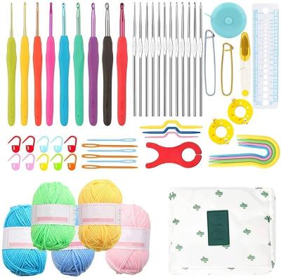 China Looen 58 Pieces Multicolor Crochet Needle Lace Stainless Steel Set Ergonomic Crochet Hook with 5 Pcs Thread Kit 0.6/0.75 /0.85/ 0.9/1.0/1.1/ 1.25/1.4/1.5/1.6/1.75/1.9 mm skeins for sale