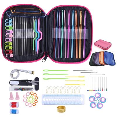 China 100 Pcs / Set DIY Crochet Hooks Set With Hand Knitting Needles Sewing Tools Crochet Hook Kit 18*13.5*2cm for sale