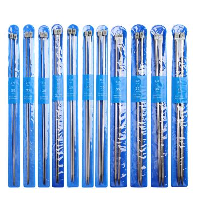 China Looen Smooth 11 Pairs / Set 35cm Stainless Steel Straight Knitting Needles Set DIY Weave Tools for sale