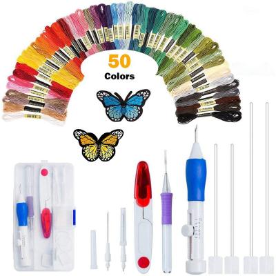 China Wholesale Europe DIY Embroidery Cross Stitch Set Punch Needle Set With Magic Embroidery Pen Full Range Of Embroidery Kit for sale