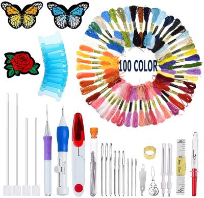 China Europe Looen Wholesale 136 Pcs Needlework Kit Punch Needle Embroidery Patterns DIY Kit Craft Tool Kit for sale