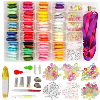 China Viable Mix Colors Floss Kit Ribbon Embroidery Thread Suit Embroidery Sewing Kit Stitch Tools for sale