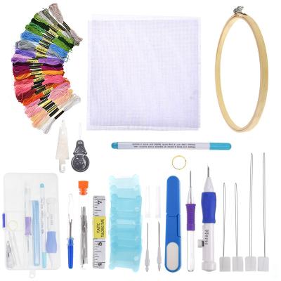 China Europe Looen Embroidery Pen Cross Stitching Punch Needle Magic Accessories Set With 50 Pcs Rainbow Color Embroidery Floss Floss for sale