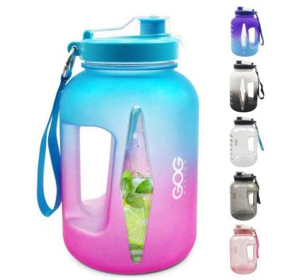 China Bpa Free Leakproof Leakproof Frosted Motivational Water Bottle Bpa Free 64oz/half Gallon With Weather Maker for sale