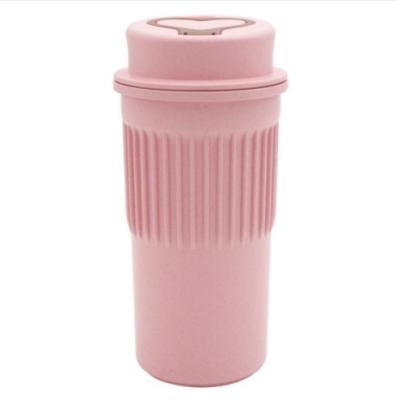 China 350ml Sustainable Non Slip Reusable Wheat Straw Fiber Cup Coffee Mug With Lid for sale