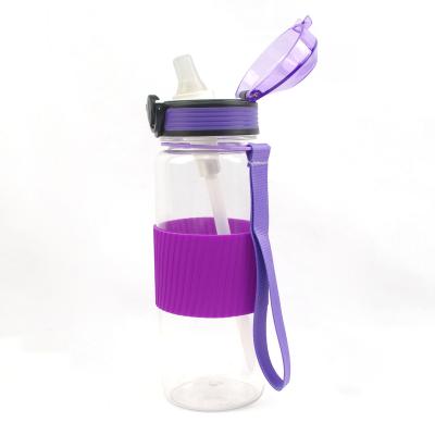 China Sustainable Hot Selling Portable Type Plastic Water Straw Bottle With Anti-scalding Silicone Sleeve for sale