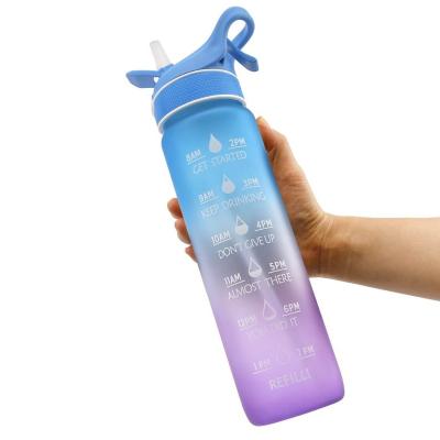 China Viable 2 in 1 34oz/1 Liter Plastic Drinking Water & Spray Bottle of Fog with Weather Marker for sale