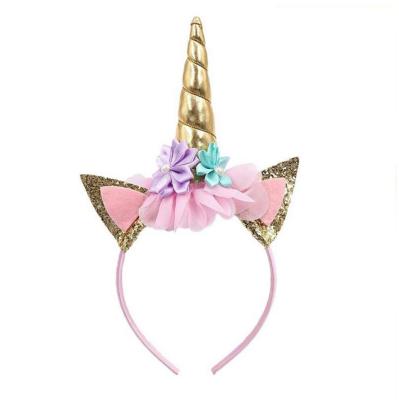 China Handsome Halloween Unicorn Horn Head Kid Hair Cosplay Costume Party Decorative Band Headband for sale