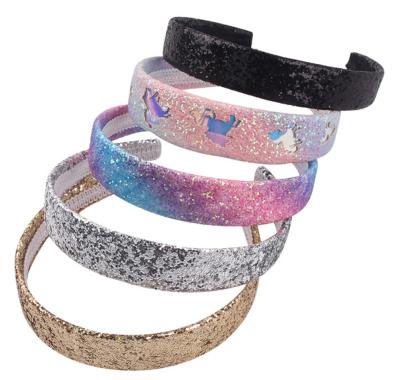 China Eco-friendly Sequined Hair Band Powder Gold Color Candy Rainbow Color Headband Single Cavity Hairpin for sale