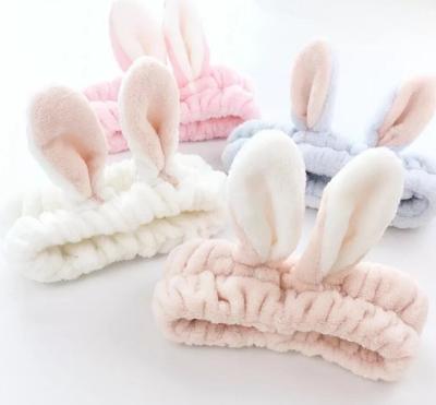 China Fashionable Cute Three-dimensional Bunny Ears Hair Band Washing Makeup Package Hair Band Headband for sale