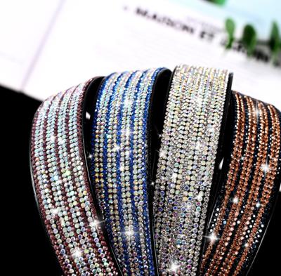 China 2021 European and American designer girls style rhinestone bling crystal headbands European and American crystal headbands full headbands for women for sale