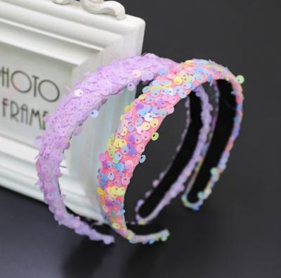 China Handmade Reversible Sequin Mermaid Headband Hairbands New Arrival Shiny Circle Ladies Hair Decoration Hair Accessories For Women Girls for sale