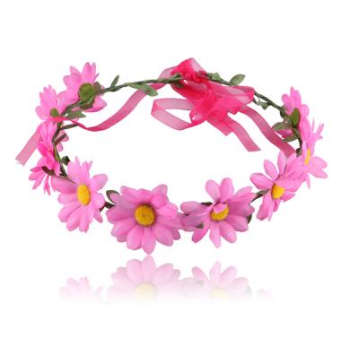 China European and American newcomer seaside sunflower headdress daisy garland bridesmaid ribbon fashionable hair band hair ornaments for sale