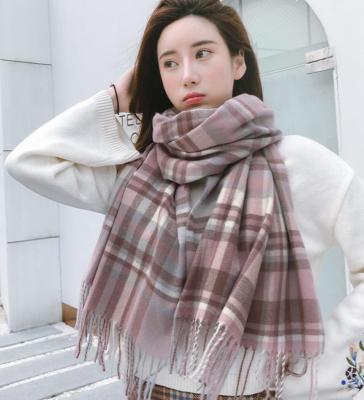 China New classic luxury high quality warm scarf cashmere color grid scarf ladies fashion autumn and winter shawl for sale