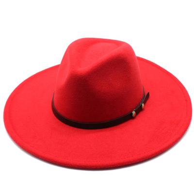 China Manufacturer Wool Felt Fedora Hats Elegant Wool Fedora Hat Women 9.5cm Large Wide Brim Hats Wholesale Formal Women Men for sale