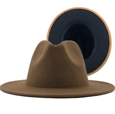 China 2021 picture women wide brim wool felt hat hats felt hat wholesale designer hats new 2 two tone hats for men and women for sale