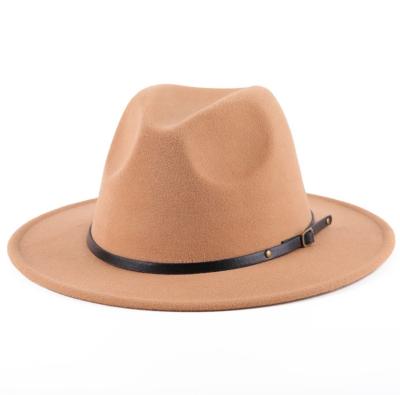 China Wholesale British Picture Vintage Top Hat Faux Brim Wool Felt Fedora Men's Wide Brim Jazz Hat For Unisex for sale