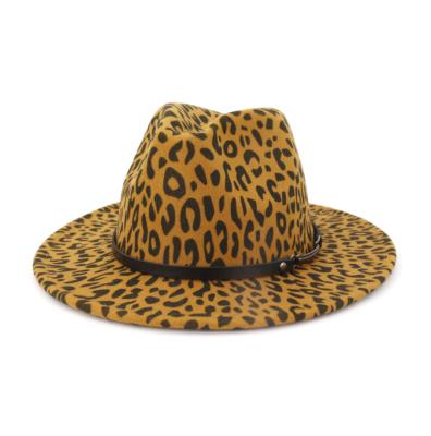 China Wholesale Stylish Picture Leopard Printed Fedora Hat For Women Men Fashion Fedora Hats Party Show Dress for sale