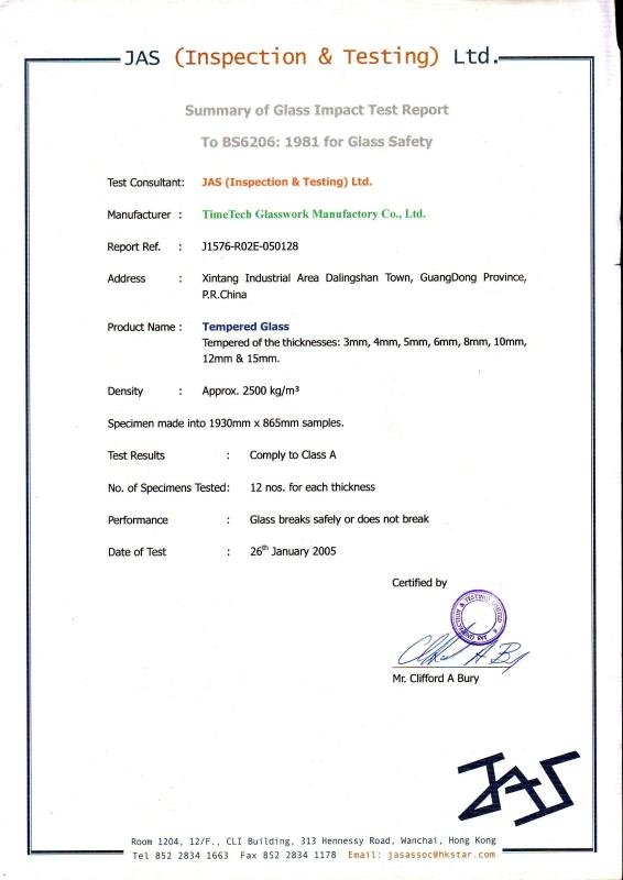 BS6206:1981 - TIMETECH GLASS