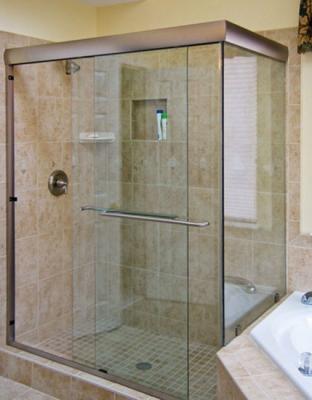 China Hotel Shower Doors Frameless Glass , Bathroom Doors Glass Bright for sale