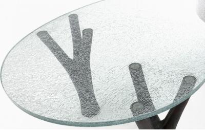 China Office Furniture Cracked Ice Table Top Glass Laminated Transparent for sale