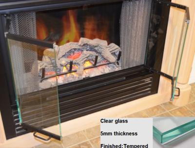 China Clear Tempered Glass Fireplace Glass Door for sale