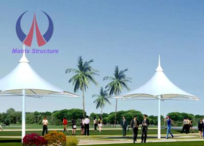 China Ground Fixed Cable Membrane Umbrella Shade Structures With Canvas Shelter Tarps for sale