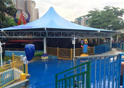 China Membrane Cover Shade Pool Awnings Canopies , Cable Strained Swimming Pool Shade Structures for sale