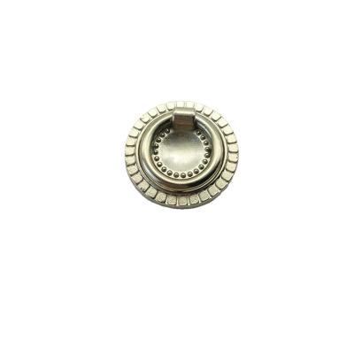 China European Modern Classic Zinc Alloy Kitchen Handle Round Door Ring Antique Brushed Nickel Furniture Small Cabinet Simple Pulls for sale