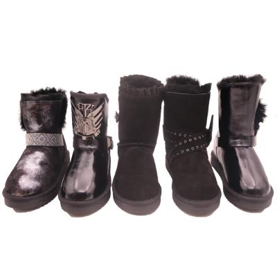 China New Design Snow Boot Calf Sheepskin Mid Boots Waterproof Women Snow Boots Shoes JLX-CF-45 for sale