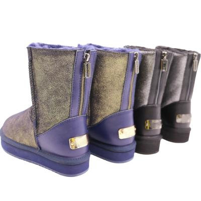 China Fashion Trend AN-CF-126 Free Samples Real Wool Snow Boots Genuine Leather Sheepskin Russian Waterproof Ankle Boots for sale