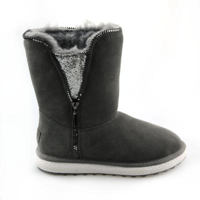 China Gray Thermal Black Color Zipper Side Snow Boots for sale