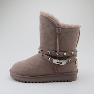 China New Design Trend Fashion Wool Sheepskin EVA Insole Outdoor Winter Women Snow Boots for sale