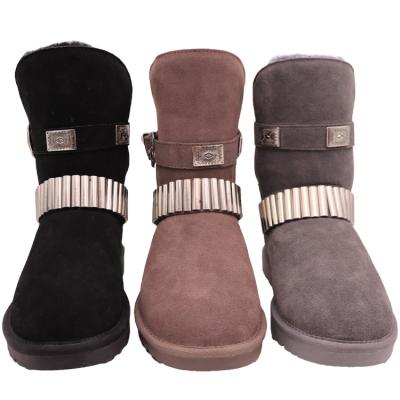 China AN-CF-86 Snow Boot Free Samples Design Half Genuine Leather and Real Wool Women Warm Custom Made Winter Boots for sale