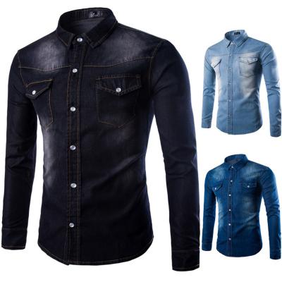 China KAISORN Fashion Men Denim Shirt Breathable Turn Down Collar Plus Size Cotton Jeans Slim Fit Shirts Man Two-pocket Tops M-5XL Clothing for sale