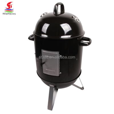 China Easily Collected 2017 Low MOQ Multifunctional Outdoor Charcoal Enamel Barbecue Grill Smokeless Smoker for sale