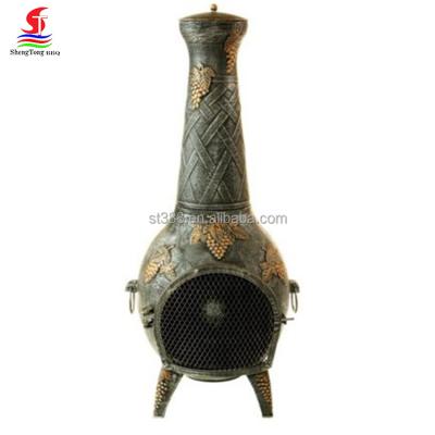 China Stocked new design 2017 hot sale 53 inch cast iron grape chiminea, wholesale outdoor portable chimenea for sale