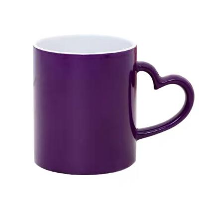 China Sublimation Mugs Heart Handle Sublimation Mug 11oz Disposable Sublimation Mug With Heart Handle for sale