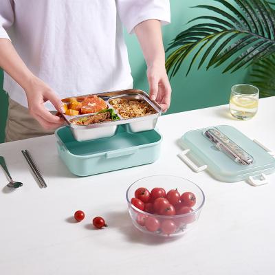 China Factory Stored High Quality 304 Stainless Steel Lunch Box Bento Box with Cutlery for Adults and Kids for sale