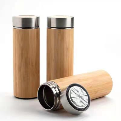 China Factory Wholesale Viable Stainless Steel/Bamboo Coffee Tumbler/Bamboo Vacuum Thermos Cover Factory Water Bottle Flask for sale