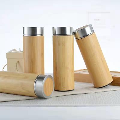 China 2021 Double Wall Smart Bamboo Stainless Steel Bottle Sustainable Bamboo Water Bottle Thermos With LED Temperature Display for sale