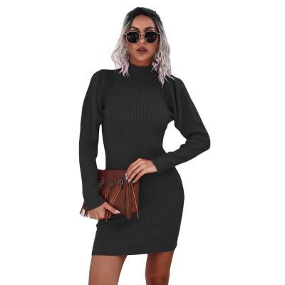 China 2021 new style fashion temperament patchwork lovg sleeve washable knitting rivet dress women's stretch party dress for sale