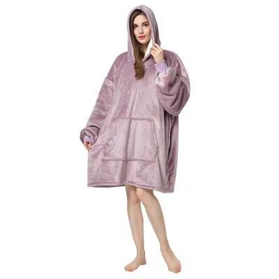 China Winter Unisex Couples Front Pocket Check Print Thick Sherpa Breathable High Quality Fluffy Oversized Blanket Blanket Hoodie for sale