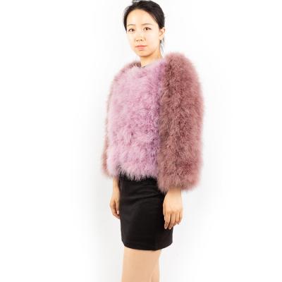 China Pure Handmade Ostrich Fur Coat 8 Colors Fluffy Coat Available Anti-Shrink True Feather For Women And Girls for sale