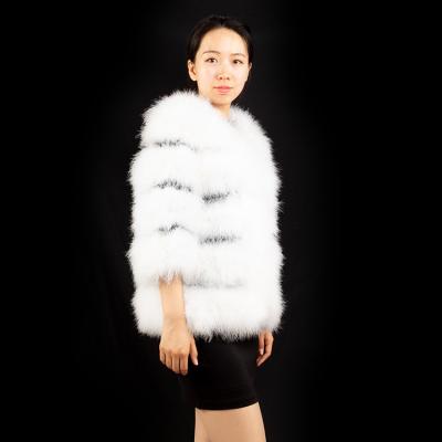 China Wholesale Anti-Shrink Ostrich Feather Fluffy White Fur Coat For Women for sale