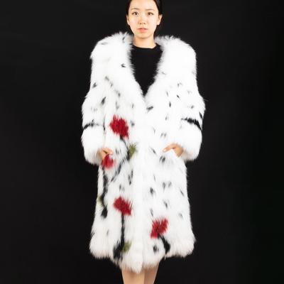 China Wholesale Price Anti-wrinkle Long Real Fur Coat Fluffy Knitted Fox Fur Coat For Women for sale