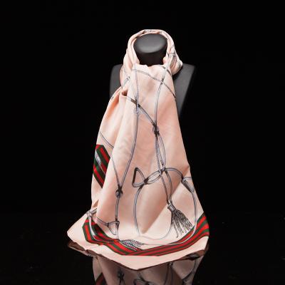 China Factory Wholesale 90X90 Newest Design Polyester 2019 Warp Pattern Women Twill Silky Square Scarf for sale