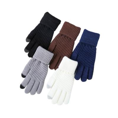 China Jacquard Japan Korea Cashmere Brushed Knitted Gloves Lady Jacquard Touch Screen Keep Warm Winter Gloves For Adult for sale